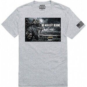RapDom Tactical Graphics "No Man Left Behind" Mens XL Gray Tee Shirt NWT Gamer